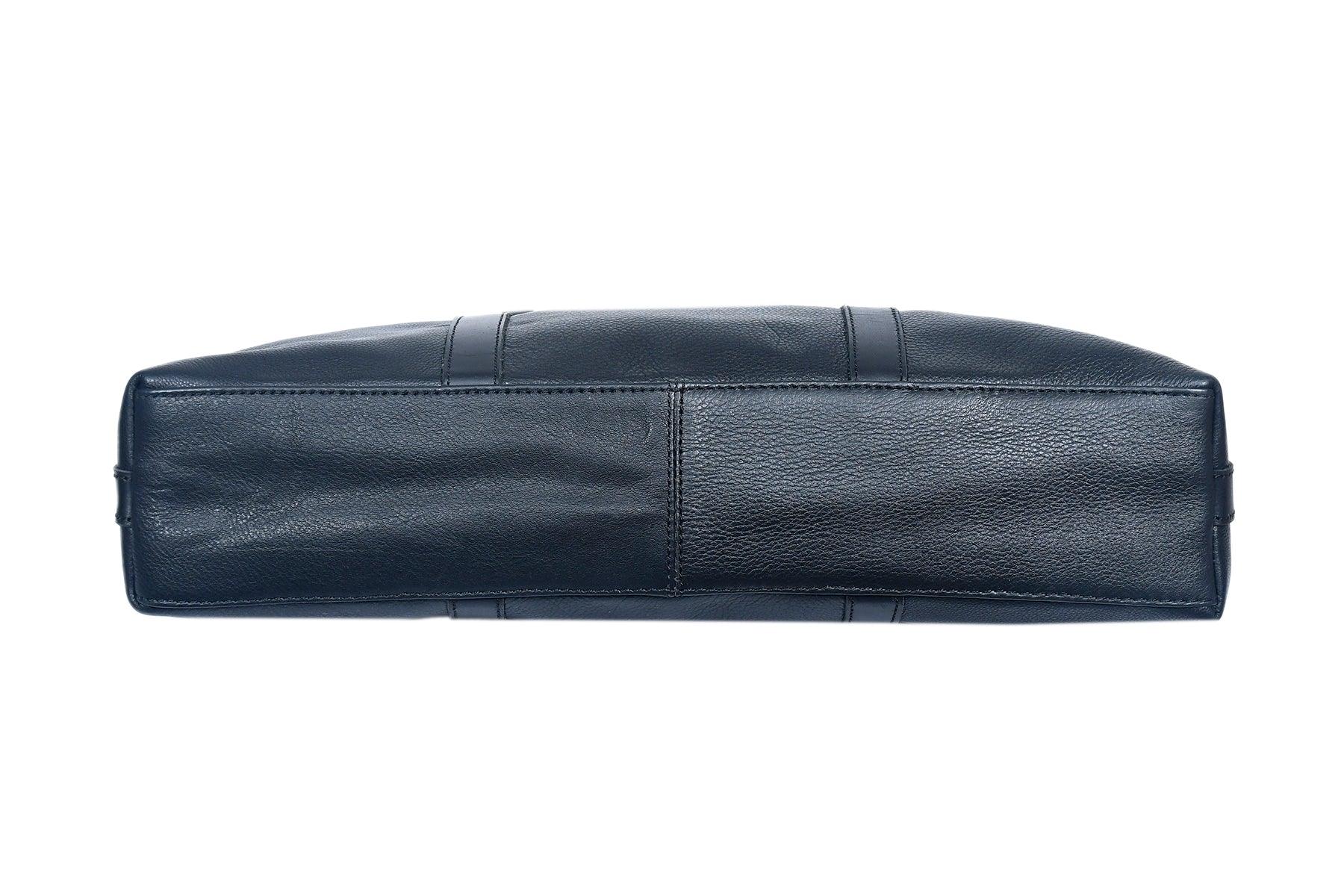  black color pure leather laptop bag for office use with shoulder strap - INDIA