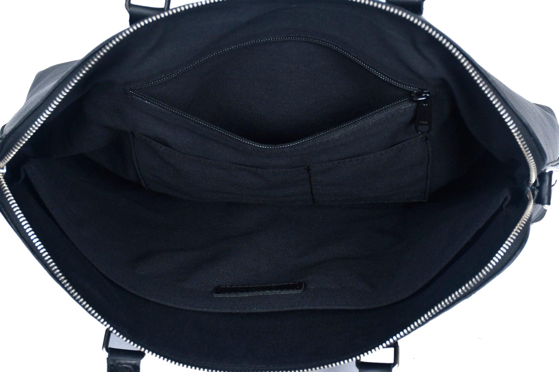  black color pure leather laptop bag for office use with shoulder strap - INDIA
