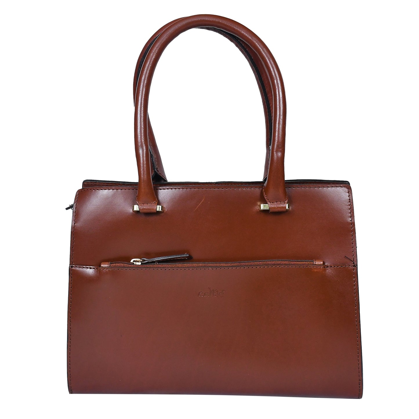  brown color pure leather tote bag for women and girls | with designer look - INDIA