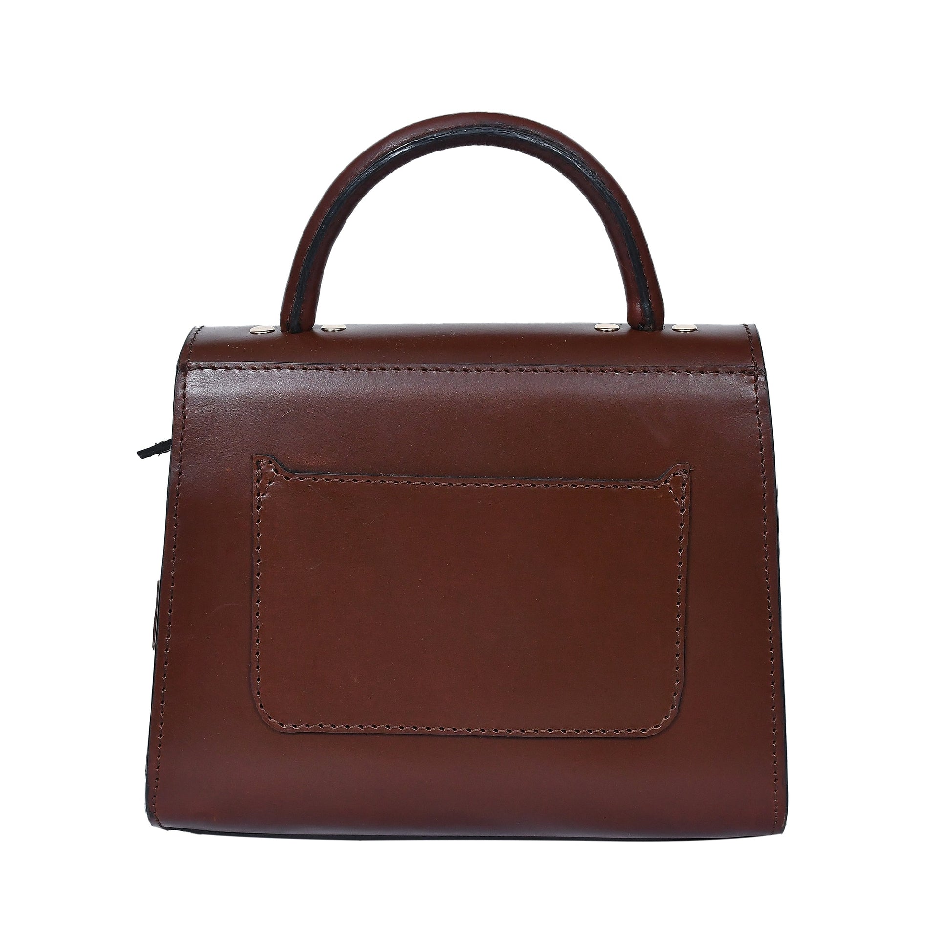  brown color pure leather sling bag for girls and women with glorious finished work. - INDIA