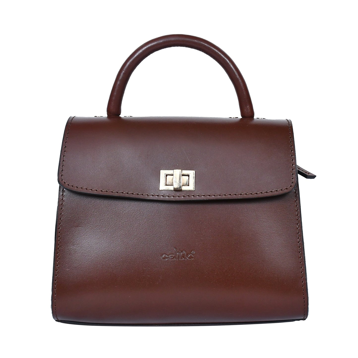 brown color pure leather sling bag for girls and women with glorious finished work. - INDIA