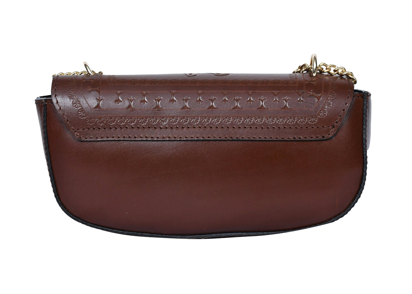  brown color pure leather shoulder bag for women and girls with glorious crafted . - INDIA