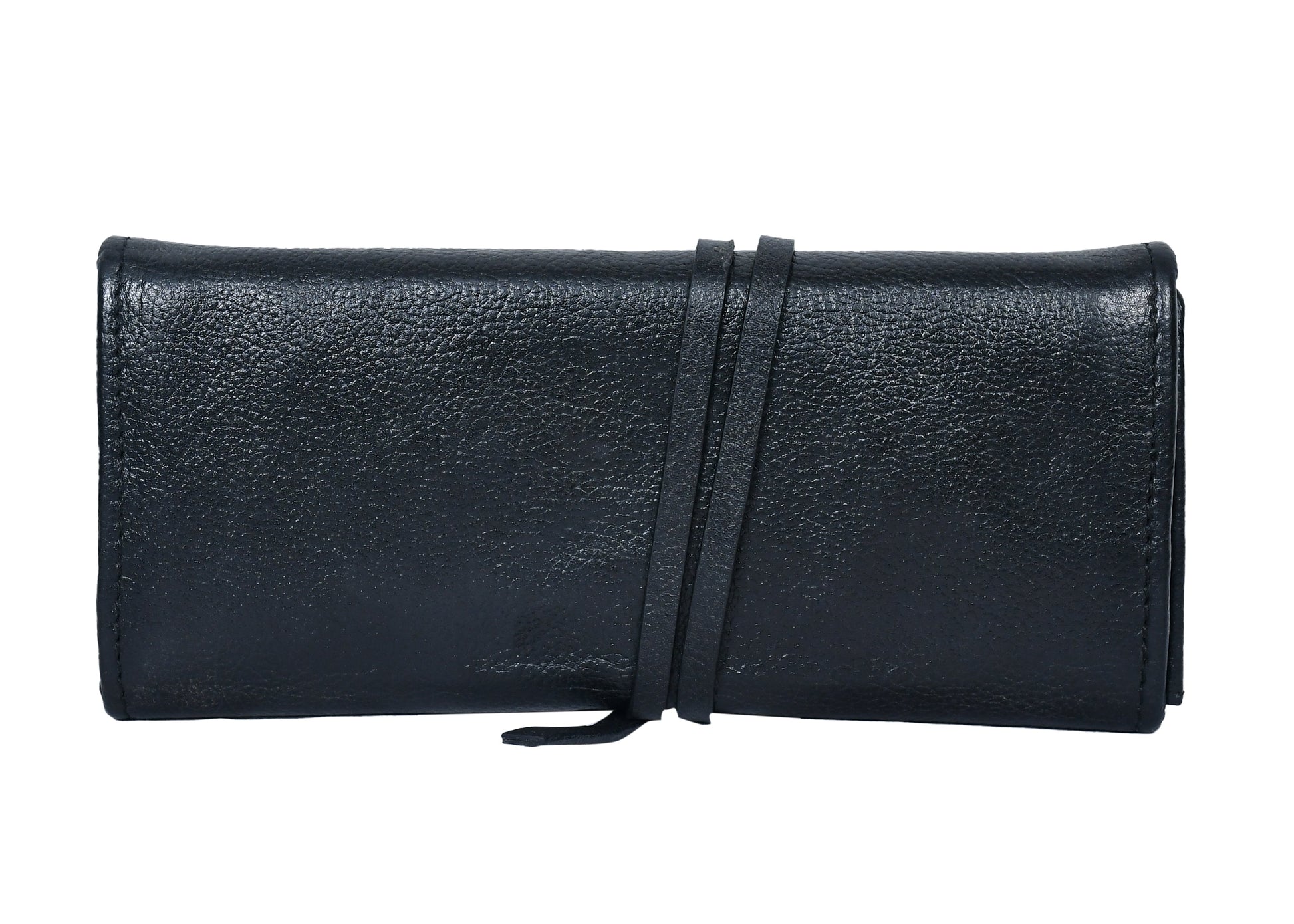  black color pure leather clutch with glorious finished work. - INDIA