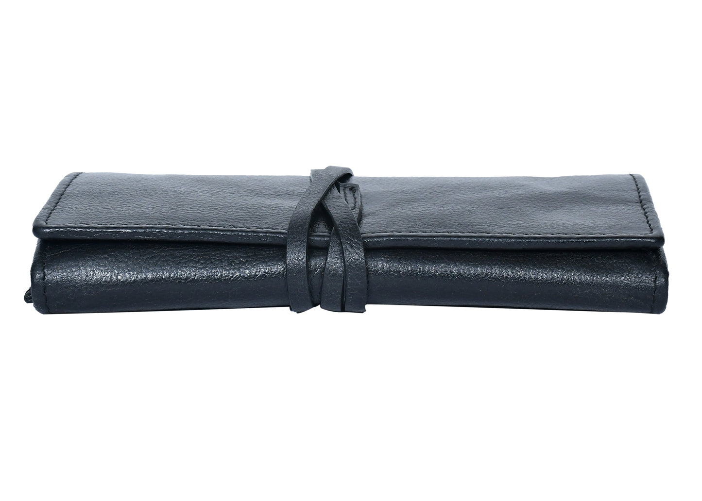  black color pure leather clutch with glorious finished work. - INDIA