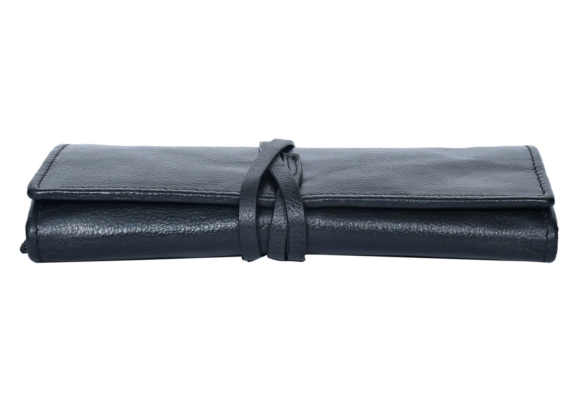  black color pure leather clutch with glorious finished work. - INDIA