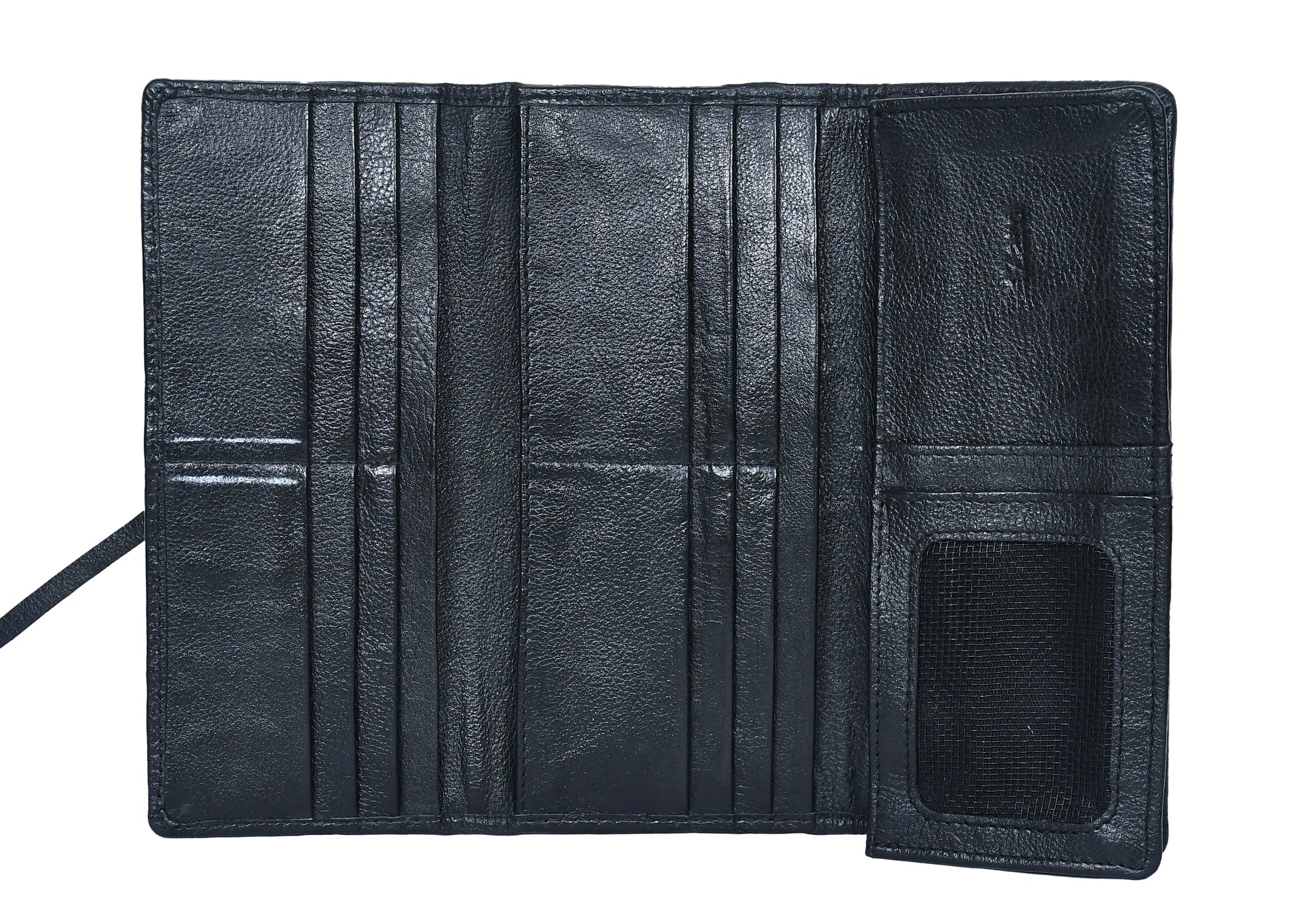  black color pure leather clutch with glorious finished work. - INDIA