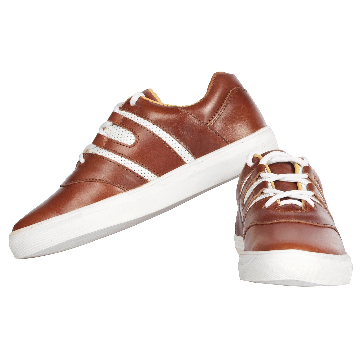 Men’s Brown Leather Casual Sneakers – Low Ankle