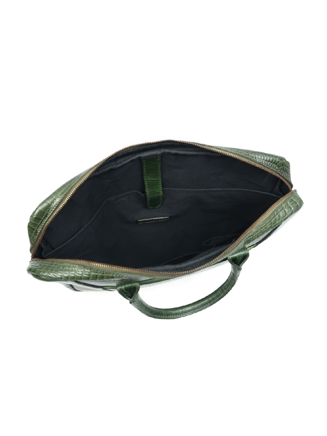 Green Croco Texture Leather Laptop Bag | Elegant and  Durable Office Carry with Strap Art: BG-1536-GREEN