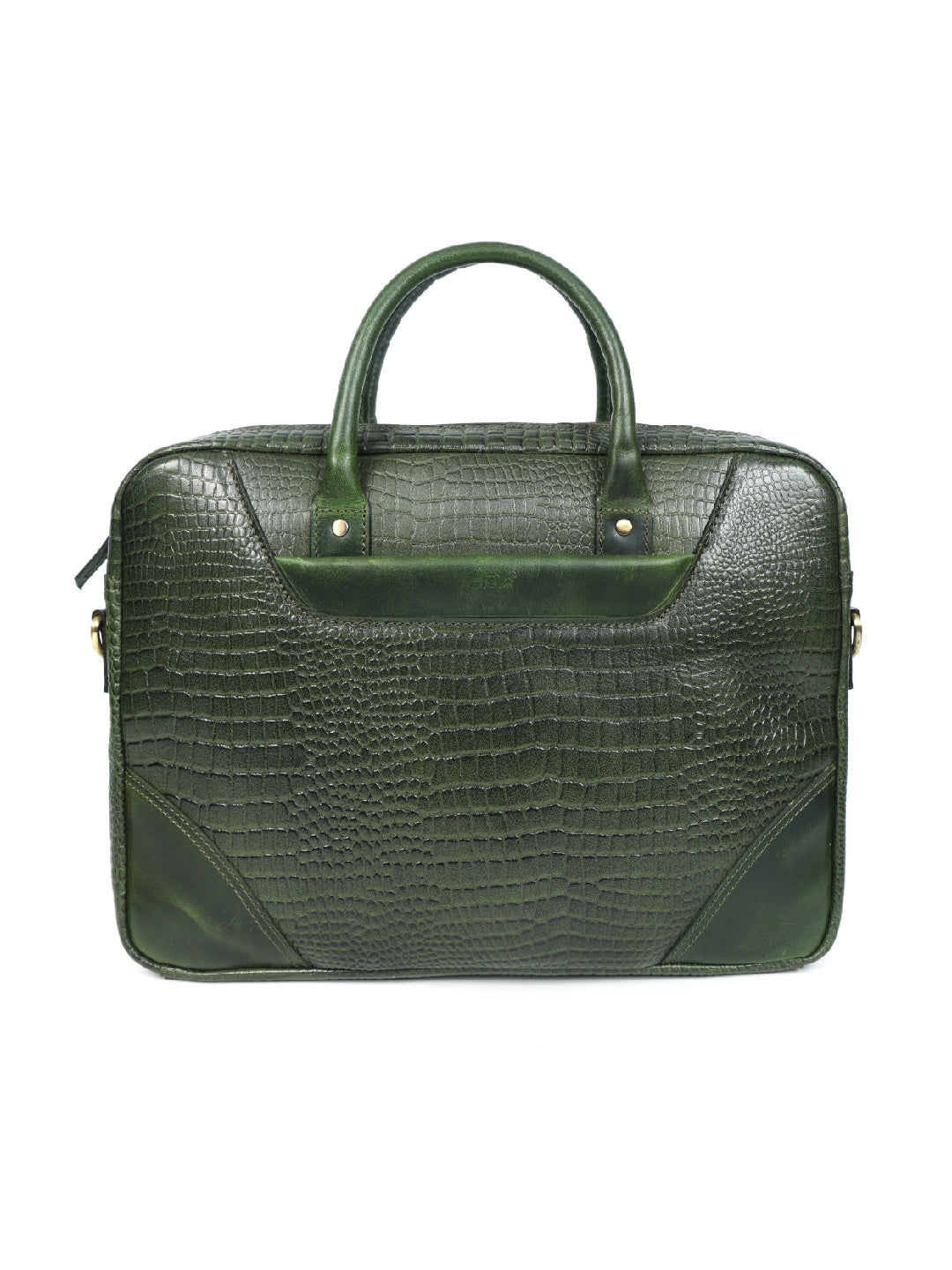 Green Croco Texture Leather Laptop Bag | Elegant and  Durable Office Carry with Strap Art: BG-1536-GREEN