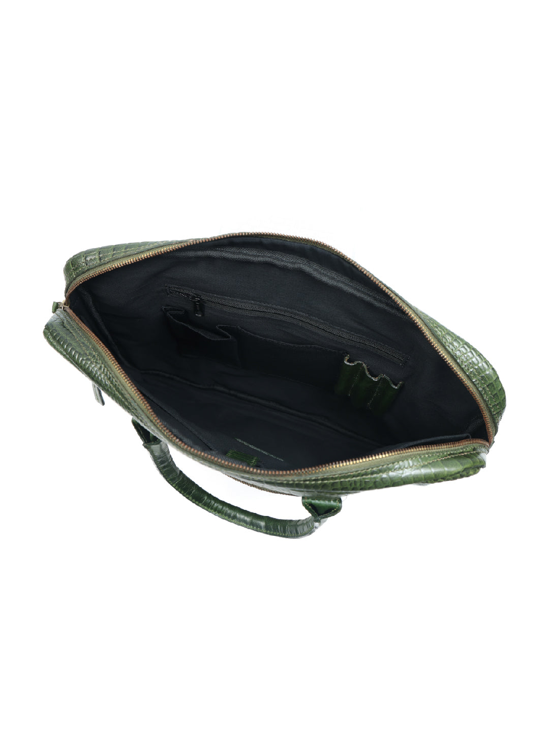 Green Croco Texture Leather Laptop Bag | Elegant and  Durable Office Carry with Strap Art: BG-1536-GREEN