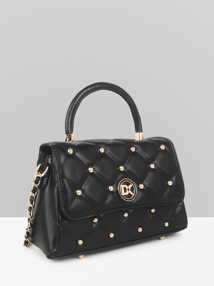 Premium Synthetic Black Handbag  Elegant, Durable & Timeless Accessory, ART:-DK-2011