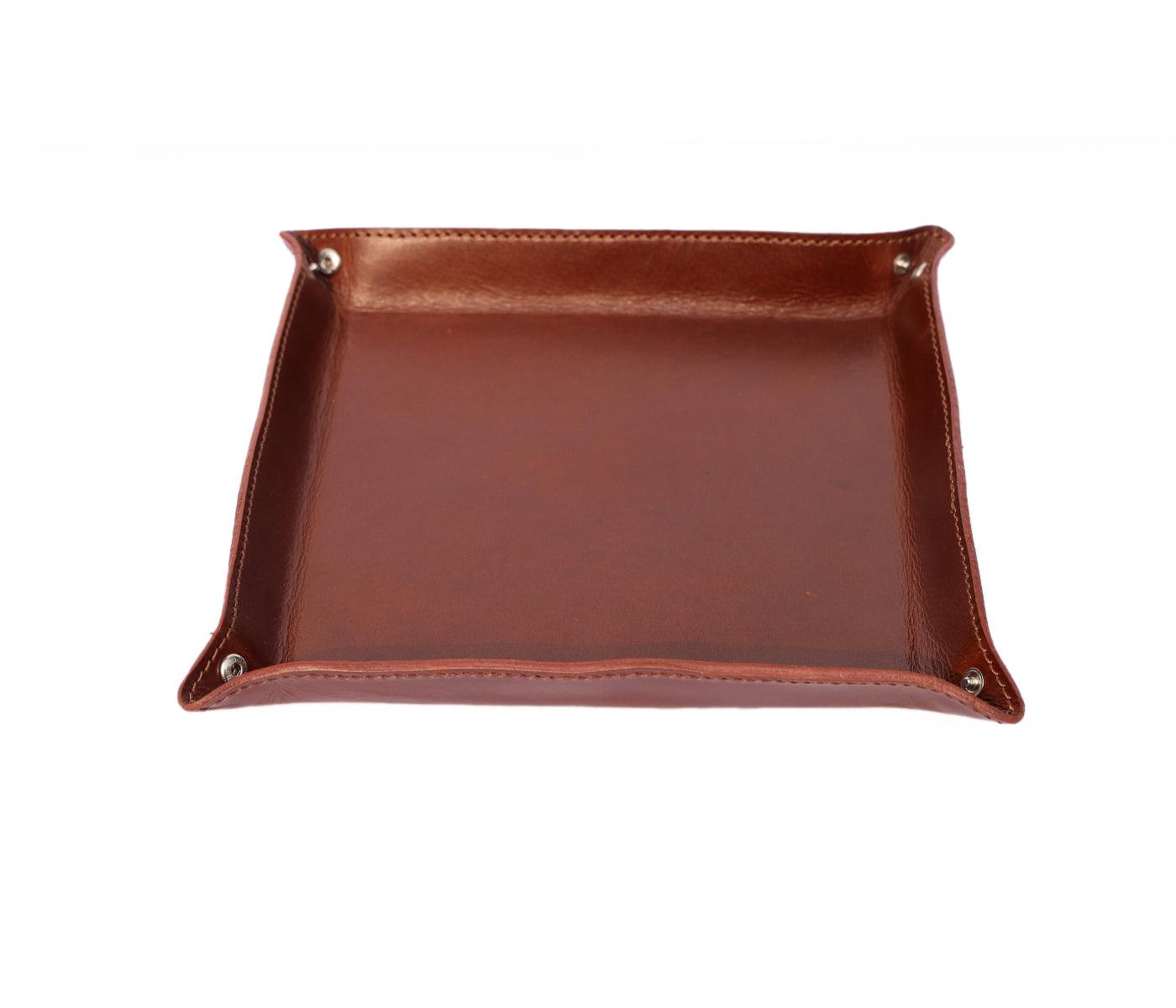  Brown Color Pure Leather Tray For Office Use - INDIA
