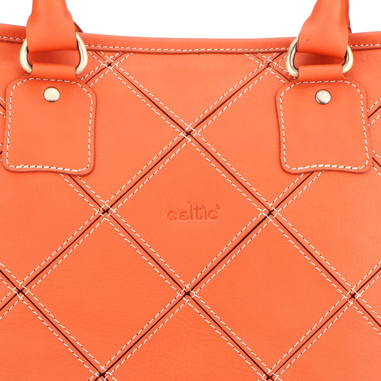  Premium Handmade Orange Leather Tote Bag. - INDIA