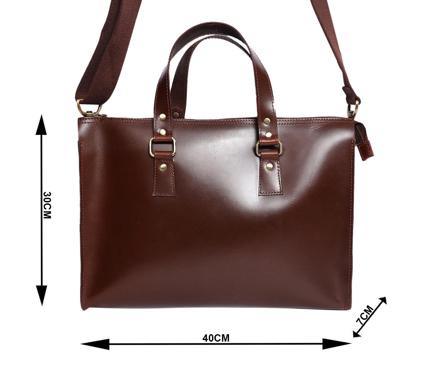  brown color pure leather laptop bag for professional use - INDIA
