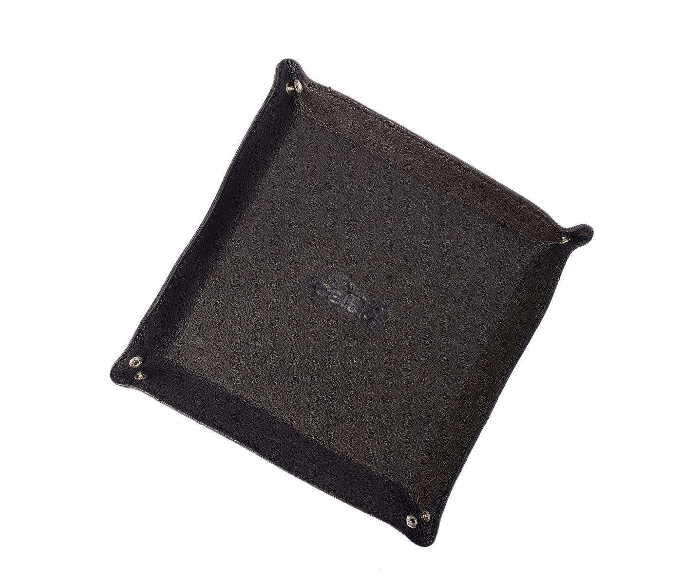  Black Color Pure Leather Tray For Office Use - INDIA