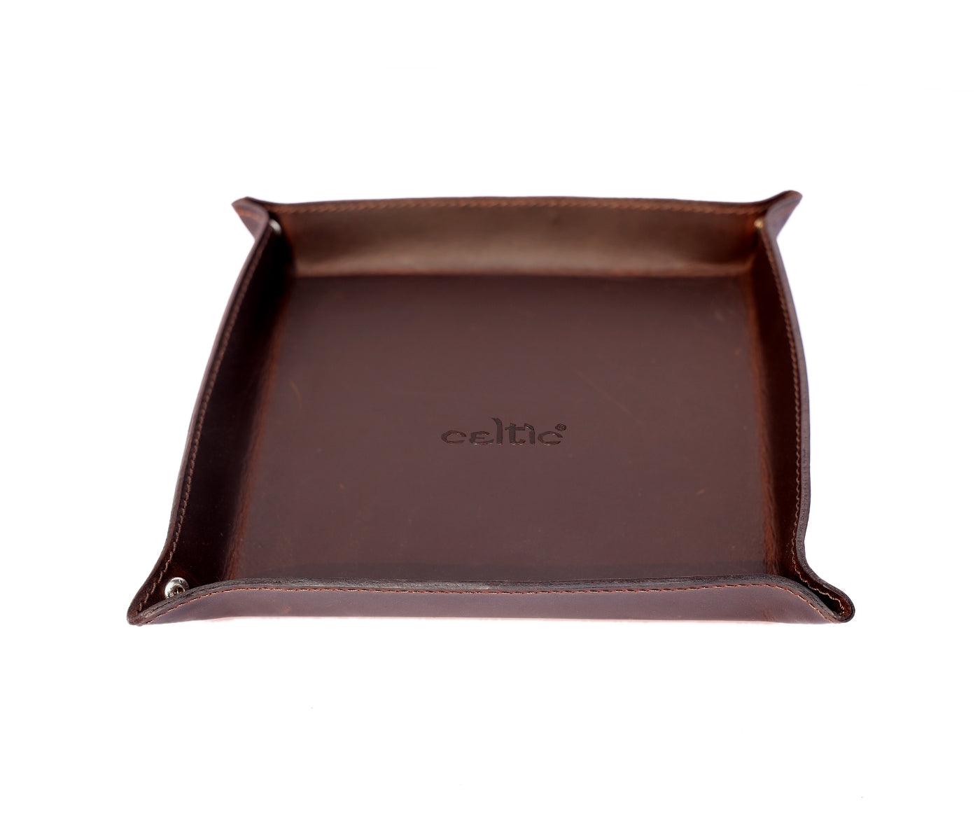  Dark Brown Color Pure Leather Tray For Office Use - INDIA