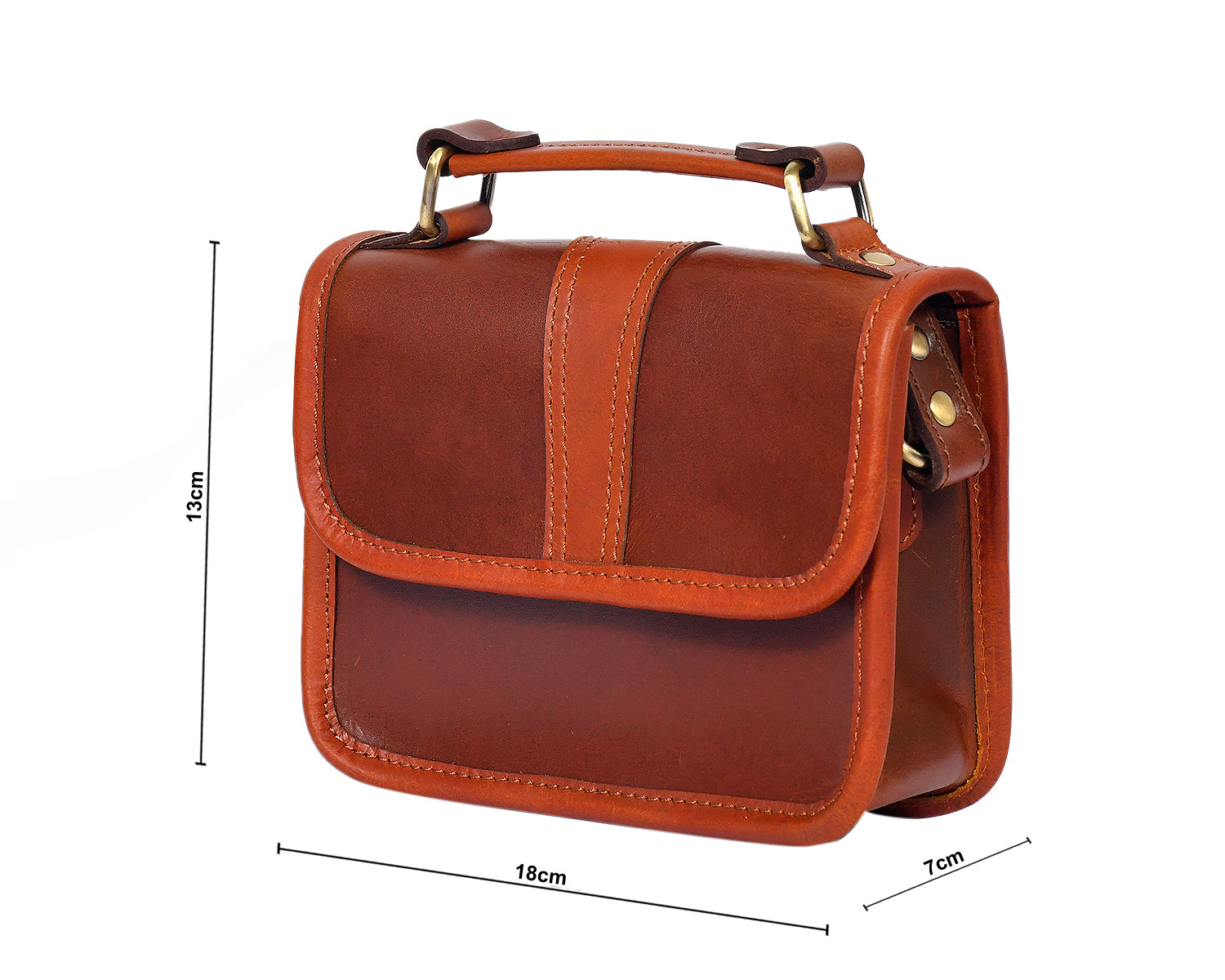  brown color pure leather sling bag with glorious design for women and girls | Party wear . - INDIA