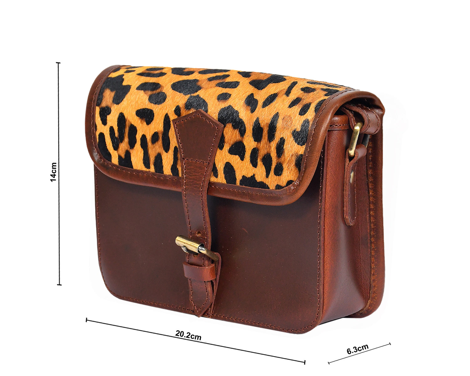  brown color pure leather with hair on leather sling bag for women and girls | Party wear - INDIA