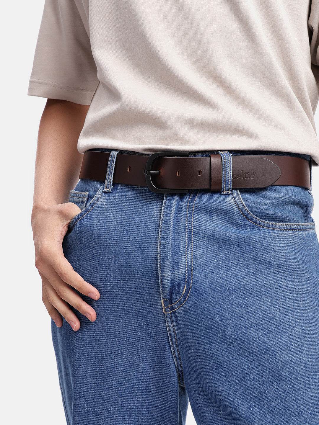 Genuine Leather Black Waist Accessory Durable Metal Buckle Formal Casual Wear