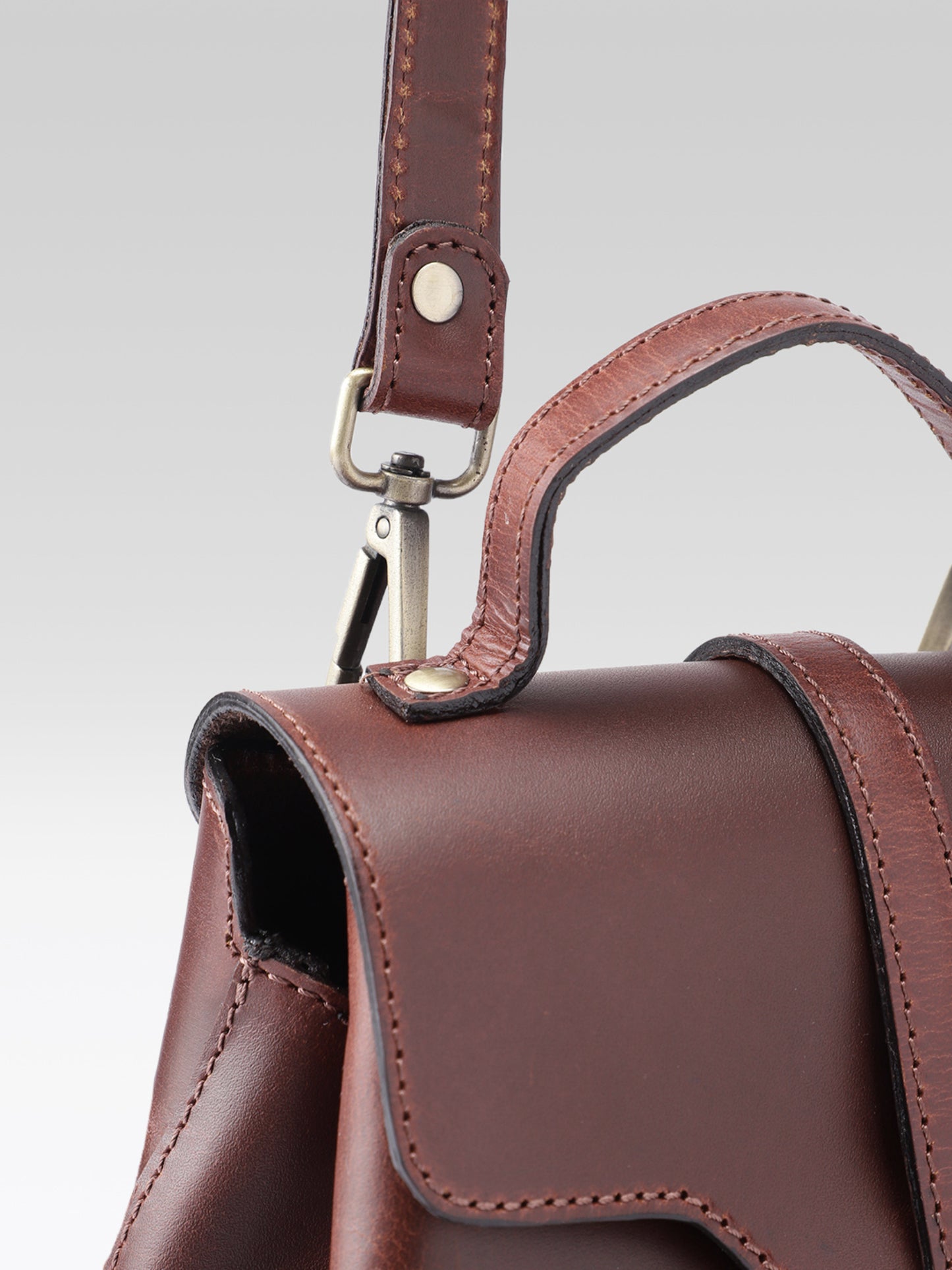 Premium Genuine Leather Mini Backpack for Women with Flap Closure