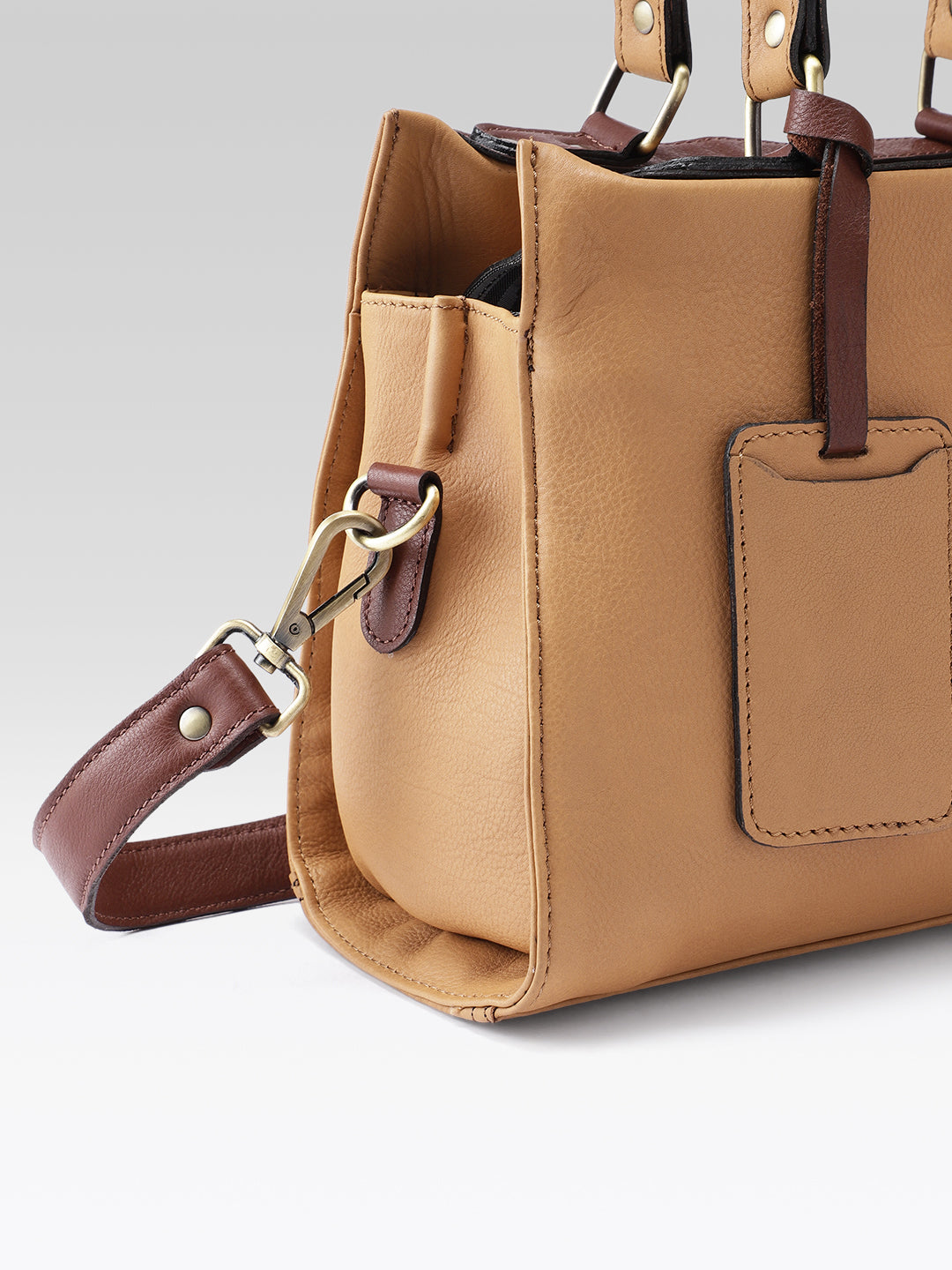 Premium Genuine Tan Leather 3-Piece Handbag Combo with Crossbody & Clutch