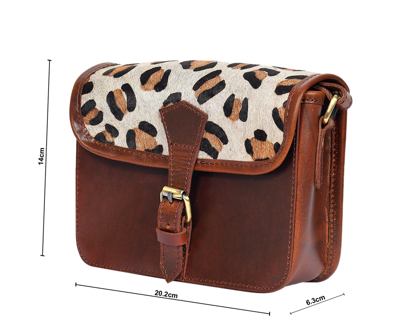 brown color leather with hair on leather sling bag for women and girls | Party wear . - INDIA