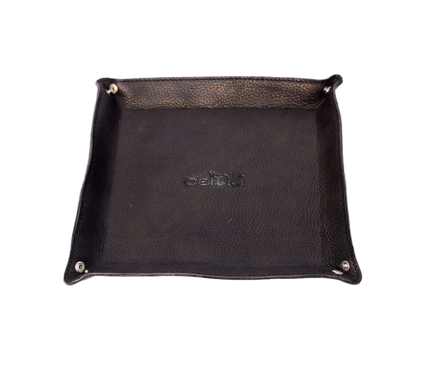  Black Color Pure Leather Tray For Office Use - INDIA