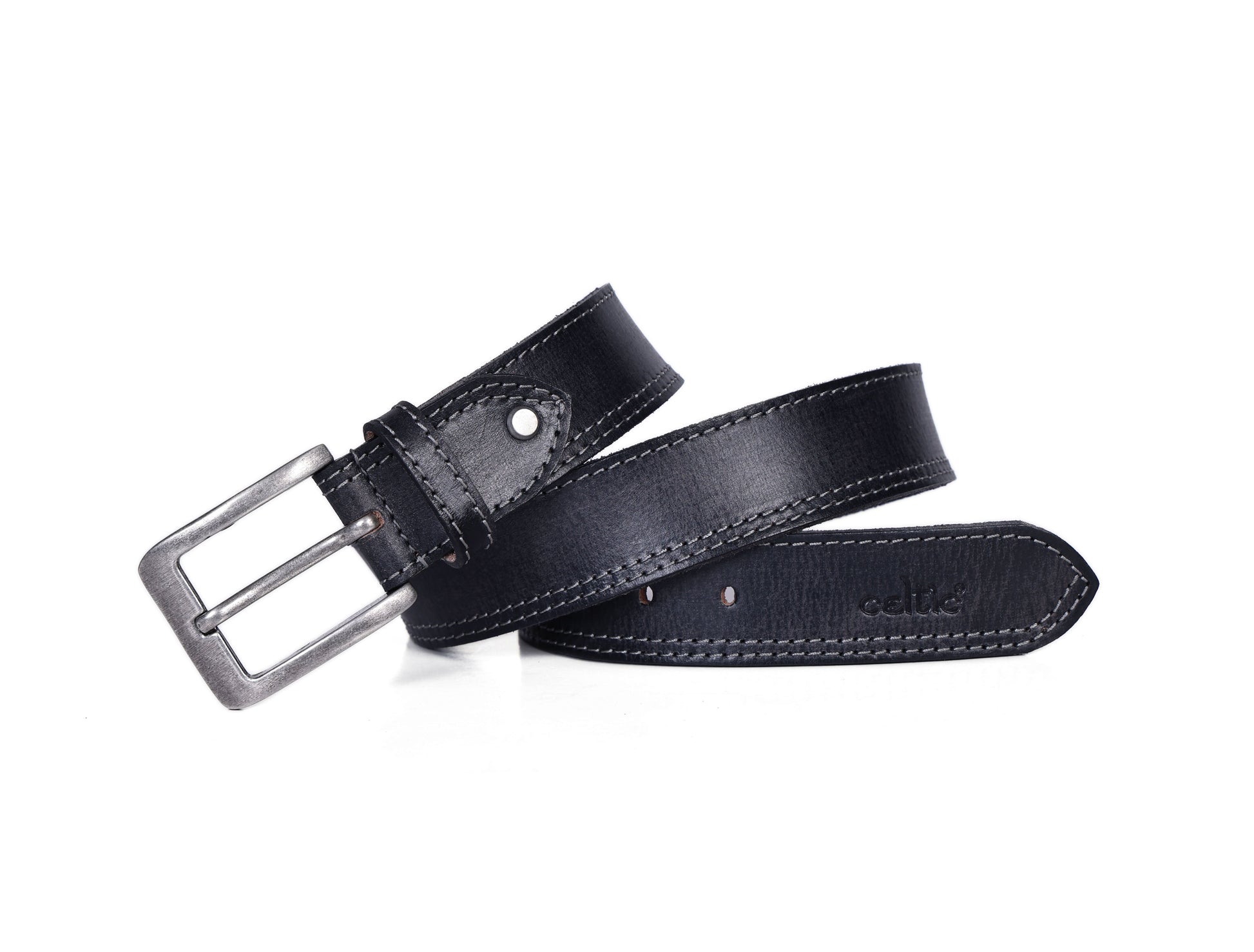Vintage Black Premium Leather Belt - CELTICINDIA