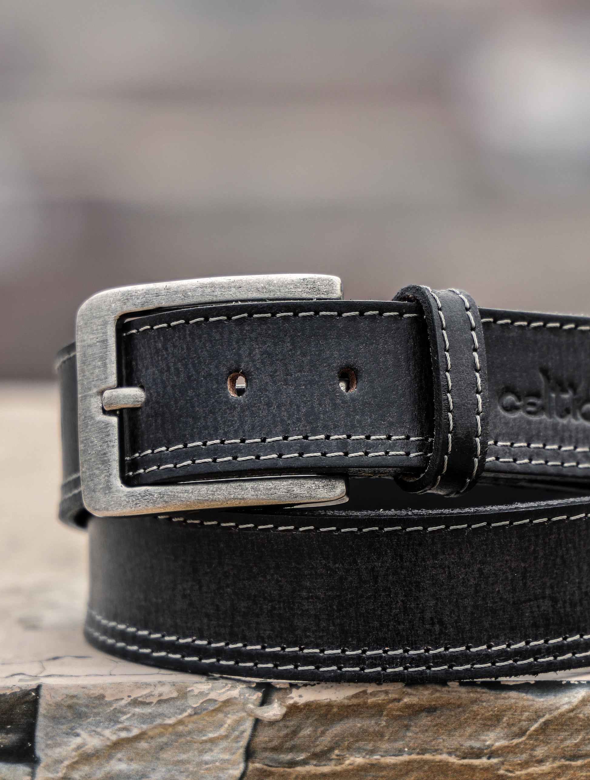 Vintage Black Premium Leather Belt - CELTICINDIA