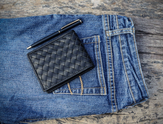Black Braided Leather Wallet - CELTICINDIA
