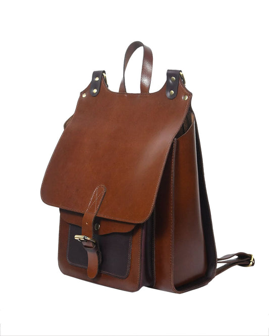 Celtic premium Black and Brown Leather Backpack. - CELTICINDIA