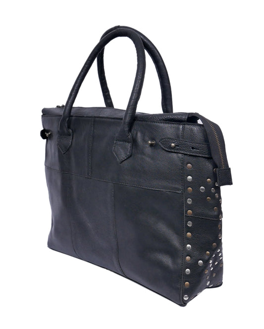 Elegance Redefined: Introducing the Black Leather Shoulder Bag with Ripits. - CELTICINDIA